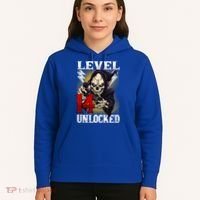 14th Birthday Gamer Skeleton Level 14 Unlocked Gaming Gift Hoodie thumb 5