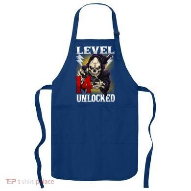 14th Birthday Gamer Skeleton Level 14 Unlocked Gaming Gift Apron