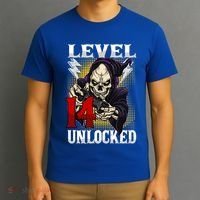 14th Birthday Gamer Skeleton Level 14 Unlocked Gaming Gift T-Shirt thumb 3
