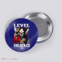 14th Birthday Gamer Skeleton Level 14 Unlocked Gaming Gift Button thumb 0