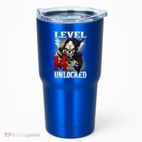 14th Birthday Gamer Skeleton Level 14 Unlocked Gaming Gift Tumbler thumb 0