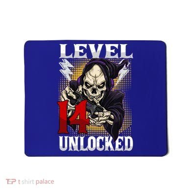 14th Birthday Gamer Skeleton Level 14 Unlocked Gaming Gift Mousepad
