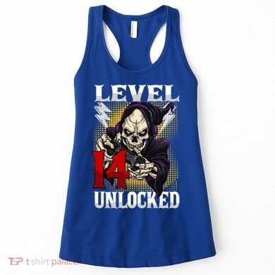 14th Birthday Gamer Skeleton Level 14 Unlocked Gaming Gift Women's Tank Top