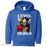 14th Birthday Gamer Skeleton Level 14 Unlocked Gaming Gift Toddler Hoodie thumb 0
