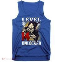 14th Birthday Gamer Skeleton Level 14 Unlocked Gaming Gift Tank Top thumb 0