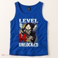 14th Birthday Gamer Skeleton Level 14 Unlocked Gaming Gift Tank Top thumb 2