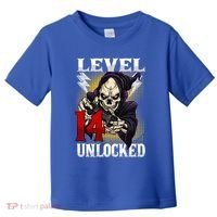 14th Birthday Gamer Skeleton Level 14 Unlocked Gaming Gift Toddler T-Shirt thumb 0