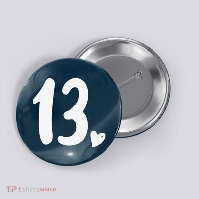 13th Birthday Heart Button