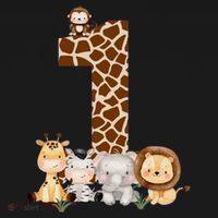 1st Birthday Jungle Animals Safari Giraffe Zebra Lion Wild Ornament thumb 1