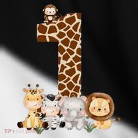 1st Birthday Jungle Animals Safari Giraffe Zebra Lion Wild Toddler Fine Jersey T-Shirt thumb 2