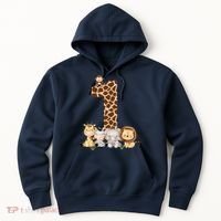 1st Birthday Jungle Animals Safari Giraffe Zebra Lion Wild Hoodie thumb 0