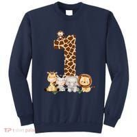 1st Birthday Jungle Animals Safari Giraffe Zebra Lion Wild Sweatshirt thumb 0