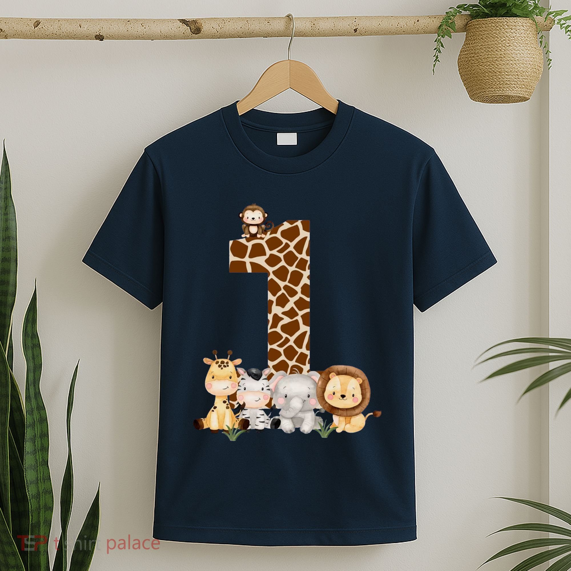 1st Birthday Jungle Animals Safari Giraffe Zebra Lion Wild T-Shirt