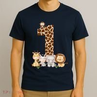 1st Birthday Jungle Animals Safari Giraffe Zebra Lion Wild T-Shirt thumb 3