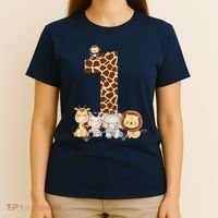 1st Birthday Jungle Animals Safari Giraffe Zebra Lion Wild T-Shirt thumb 4
