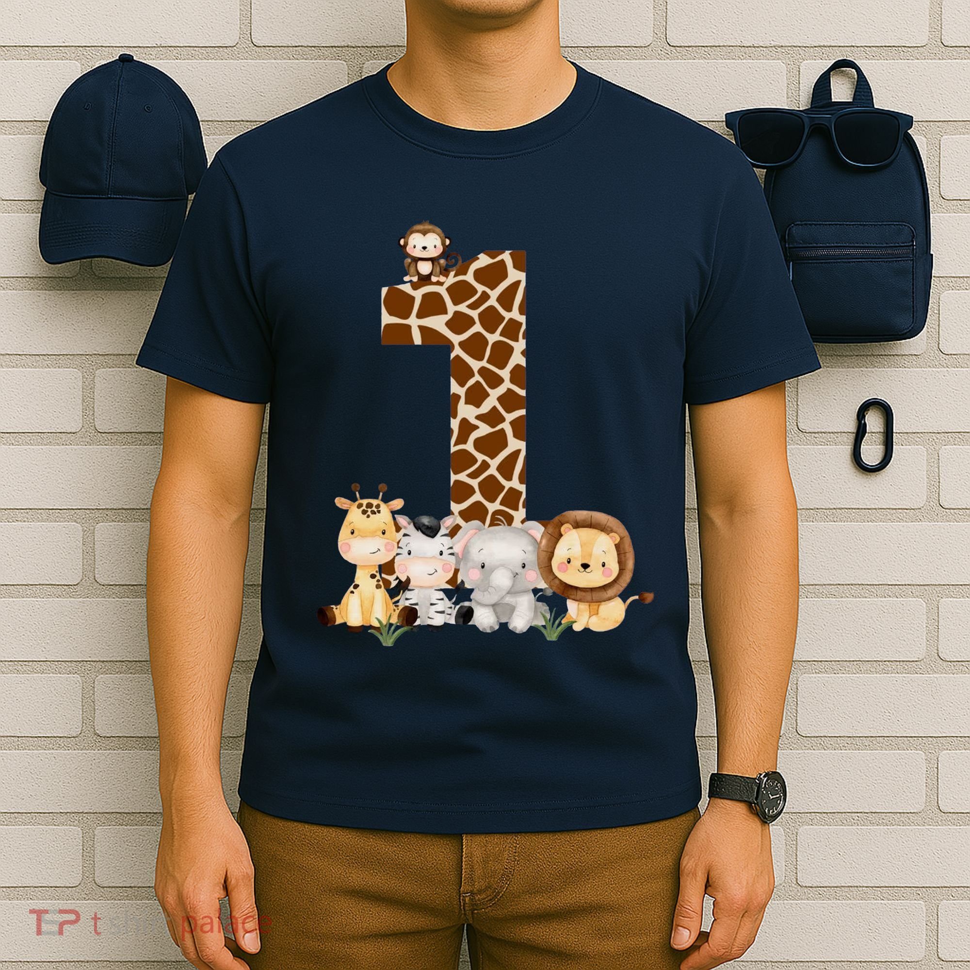 1st Birthday Jungle Animals Safari Giraffe Zebra Lion Wild T-Shirt