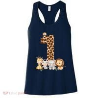 1st Birthday Jungle Animals Safari Giraffe Zebra Lion Wild Women's Tank Top thumb 0