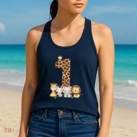 1st Birthday Jungle Animals Safari Giraffe Zebra Lion Wild Women's Tank Top thumb 2