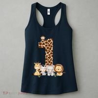 1st Birthday Jungle Animals Safari Giraffe Zebra Lion Wild Women's Tank Top thumb 3