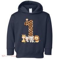 1st Birthday Jungle Animals Safari Giraffe Zebra Lion Wild Toddler Hoodie thumb 0
