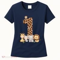 1st Birthday Jungle Animals Safari Giraffe Zebra Lion Wild Women's T-Shirt thumb 0