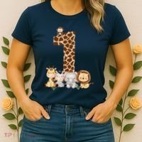 1st Birthday Jungle Animals Safari Giraffe Zebra Lion Wild Women's T-Shirt thumb 2