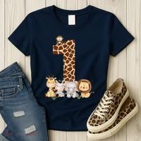 1st Birthday Jungle Animals Safari Giraffe Zebra Lion Wild Women's T-Shirt thumb 3