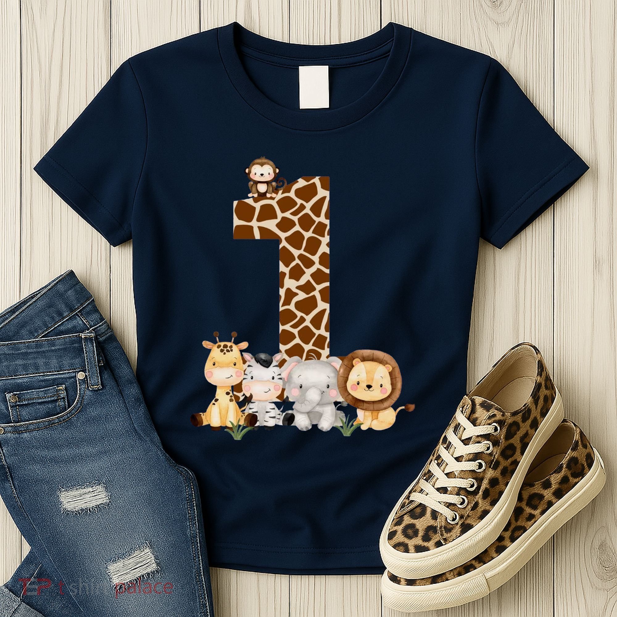 1st Birthday Jungle Animals Safari Giraffe Zebra Lion Wild Women's T-Shirt
