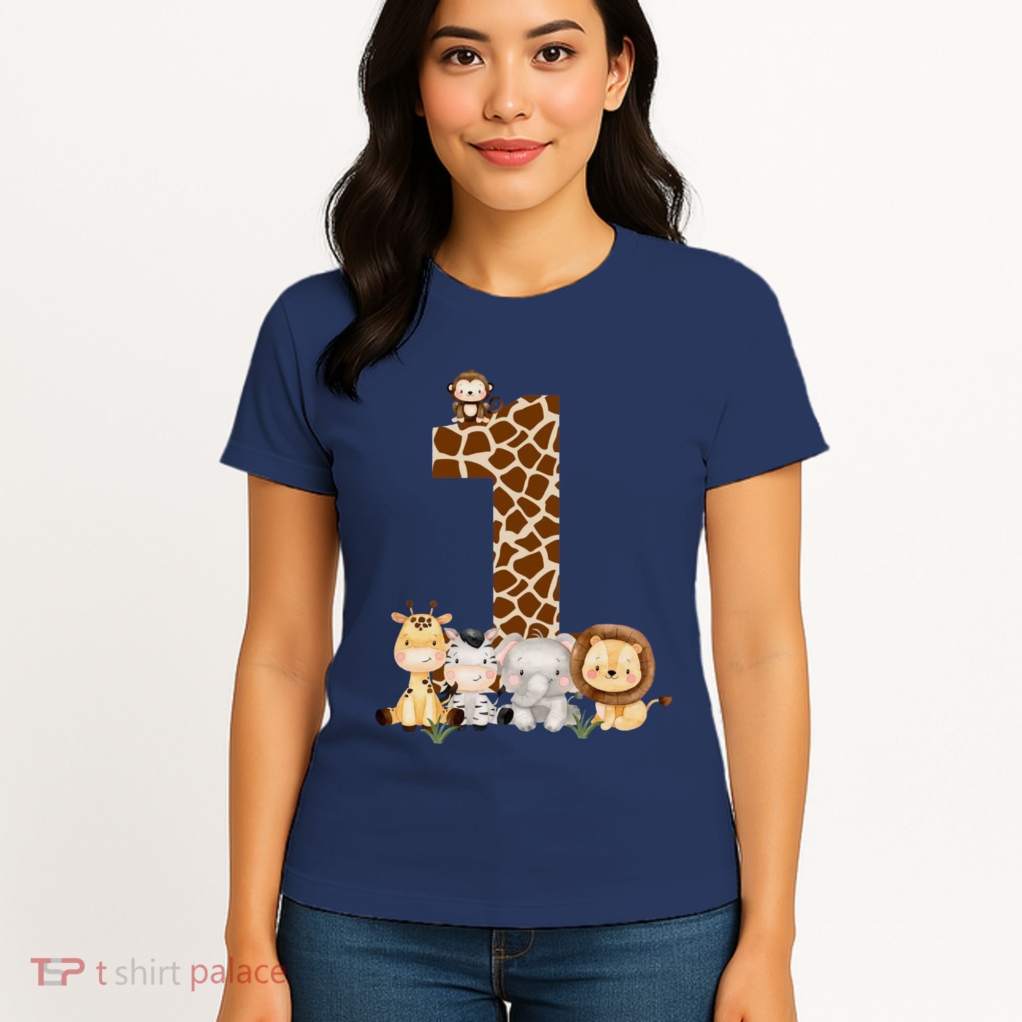 1st Birthday Jungle Animals Safari Giraffe Zebra Lion Wild Women's T-Shirt