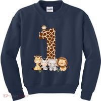 1st Birthday Jungle Animals Safari Giraffe Zebra Lion Wild Kids Sweatshirt thumb 0