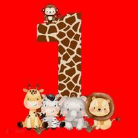 1st Birthday Jungle Animals Safari Giraffe Zebra Lion Wild Santa Hat thumb 1