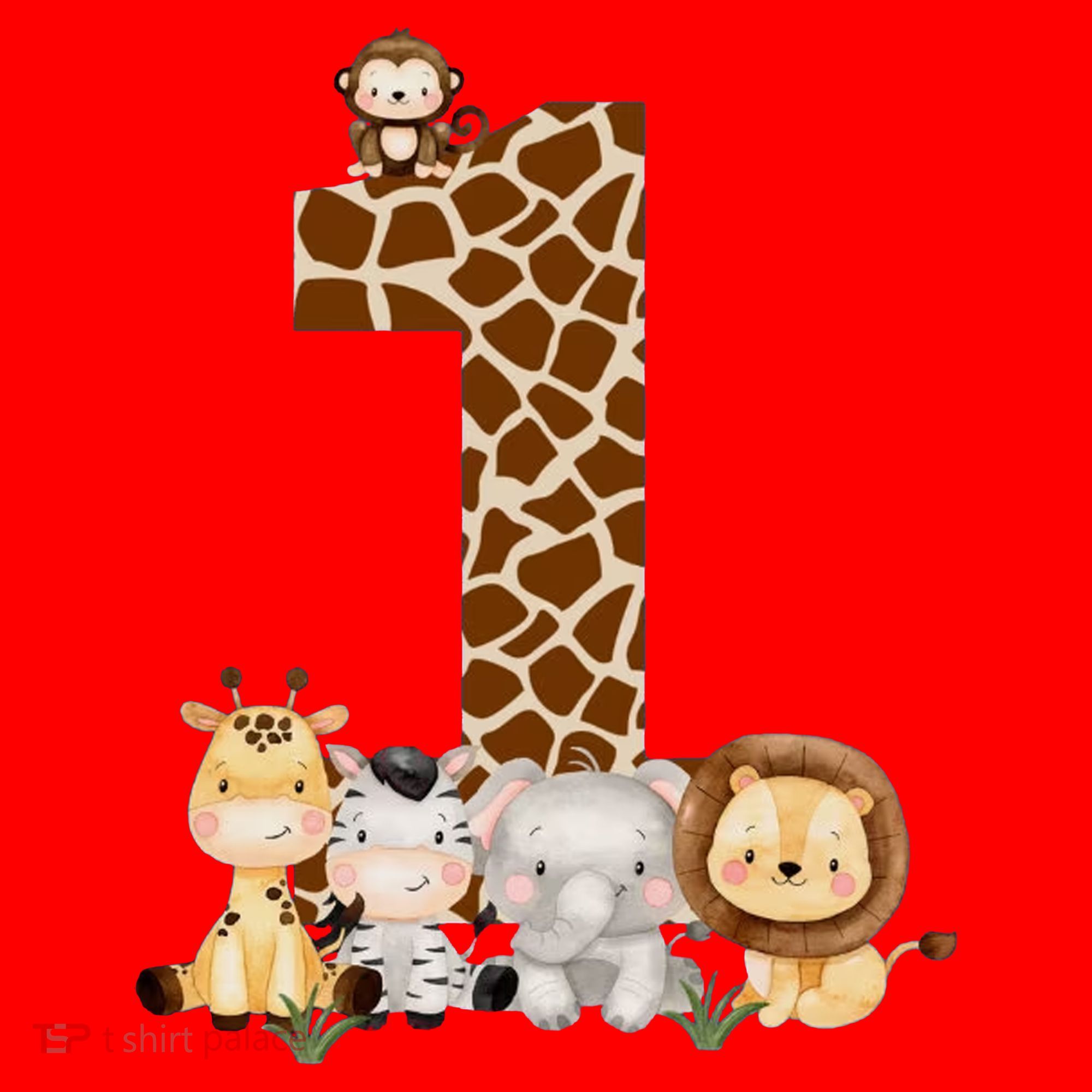 1st Birthday Jungle Animals Safari Giraffe Zebra Lion Wild Santa Hat
