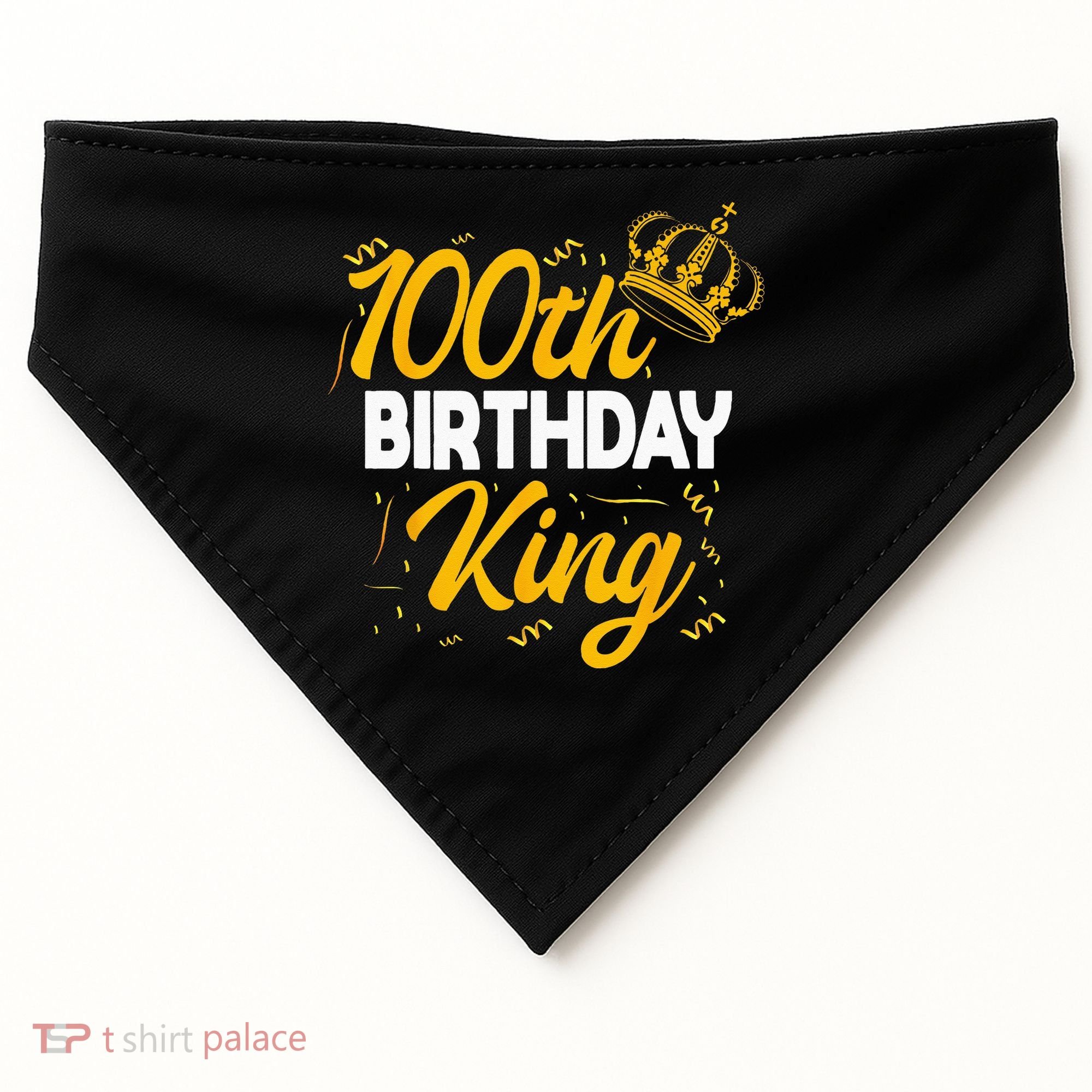 100th Birthday King Party Crown Bday Celebration USA-Made Doggie Bandana