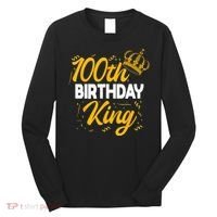 100th Birthday King Party Crown Bday Celebration Long Sleeve Shirt thumb 0