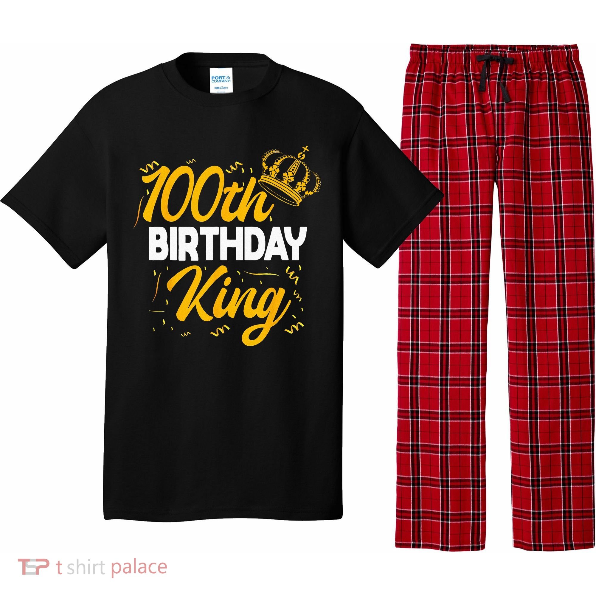 100th Birthday King Party Crown Bday Celebration Pajama Set