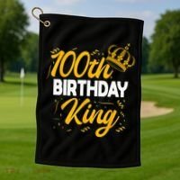 100th Birthday King Party Crown Bday Celebration Golf Towel thumb 1