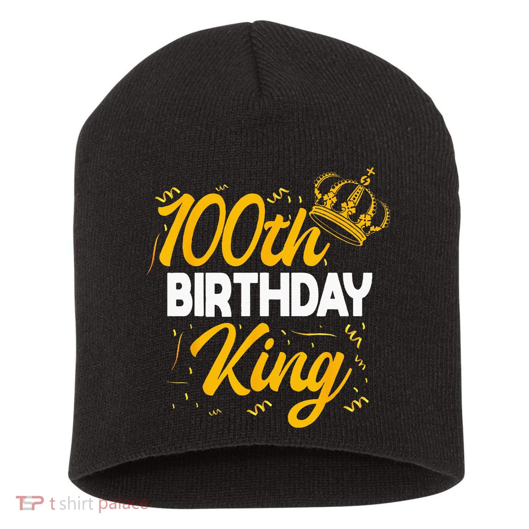100th Birthday King Party Crown Bday Celebration Short Acrylic Beanie