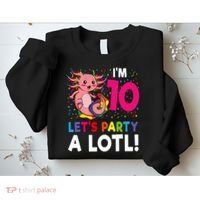 10th Birthday Kawaii Axolotl Girl Party Gift Sweatshirt thumb 2