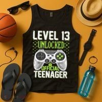 13th Birthday Level 13 Unlocked Funny Teenager Game Tank Top thumb 4