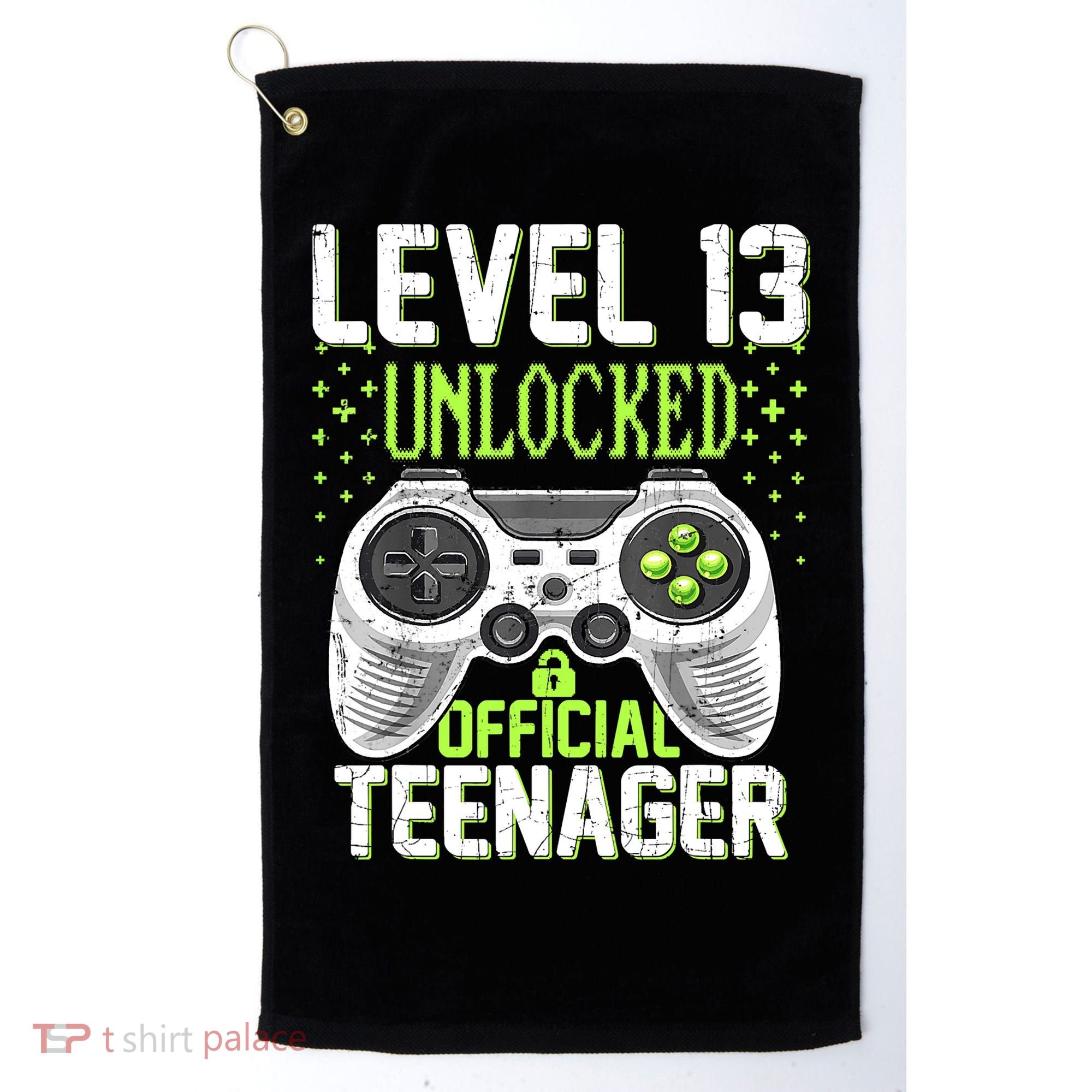 13th Birthday Level 13 Unlocked Funny Teenager Game Golf Towel