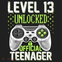 13th Birthday Level 13 Unlocked Funny Teenager Game Golf Towel thumb 3