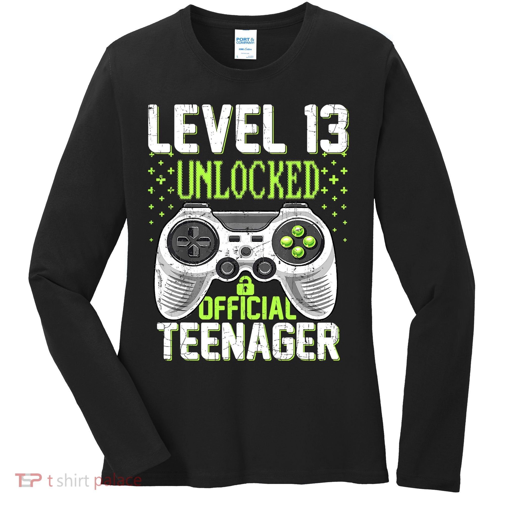 13th Birthday Level 13 Unlocked Funny Teenager Game Women's Long Sleeve Shirt