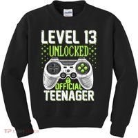 13th Birthday Level 13 Unlocked Funny Teenager Game Kids Sweatshirt thumb 0