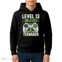 13th Birthday Level 13 Unlocked Funny Teenager Game Kids Hoodie thumb 4