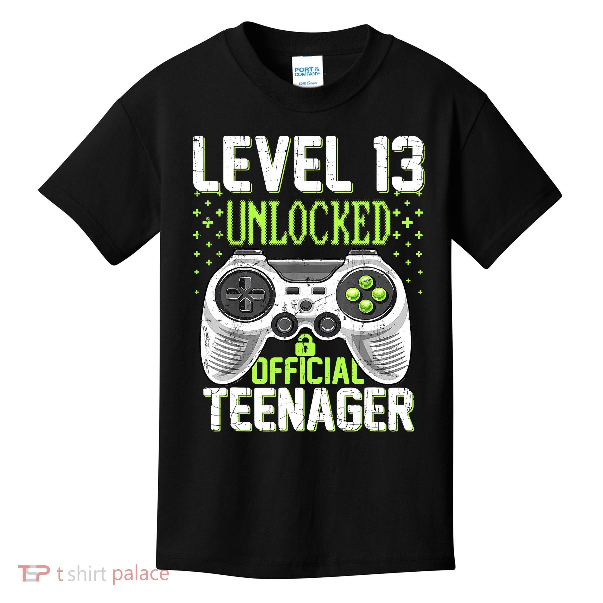13th Birthday Level 13 Unlocked Funny Teenager Game Kids T-Shirt