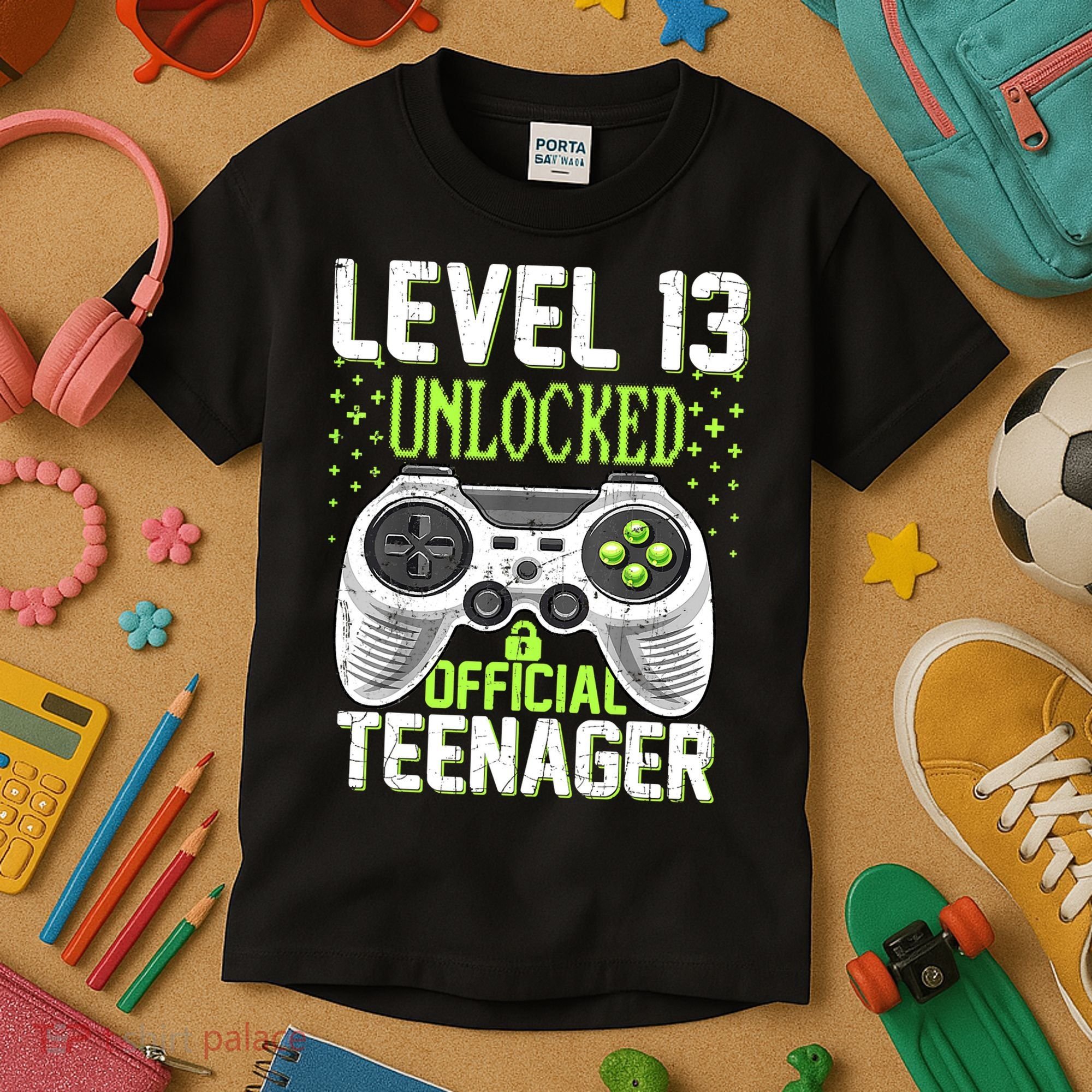 13th Birthday Level 13 Unlocked Funny Teenager Game Kids T-Shirt
