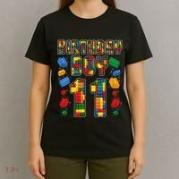 11th Birthday Master Builder 11 Years Old Block Building T-Shirt thumb 4