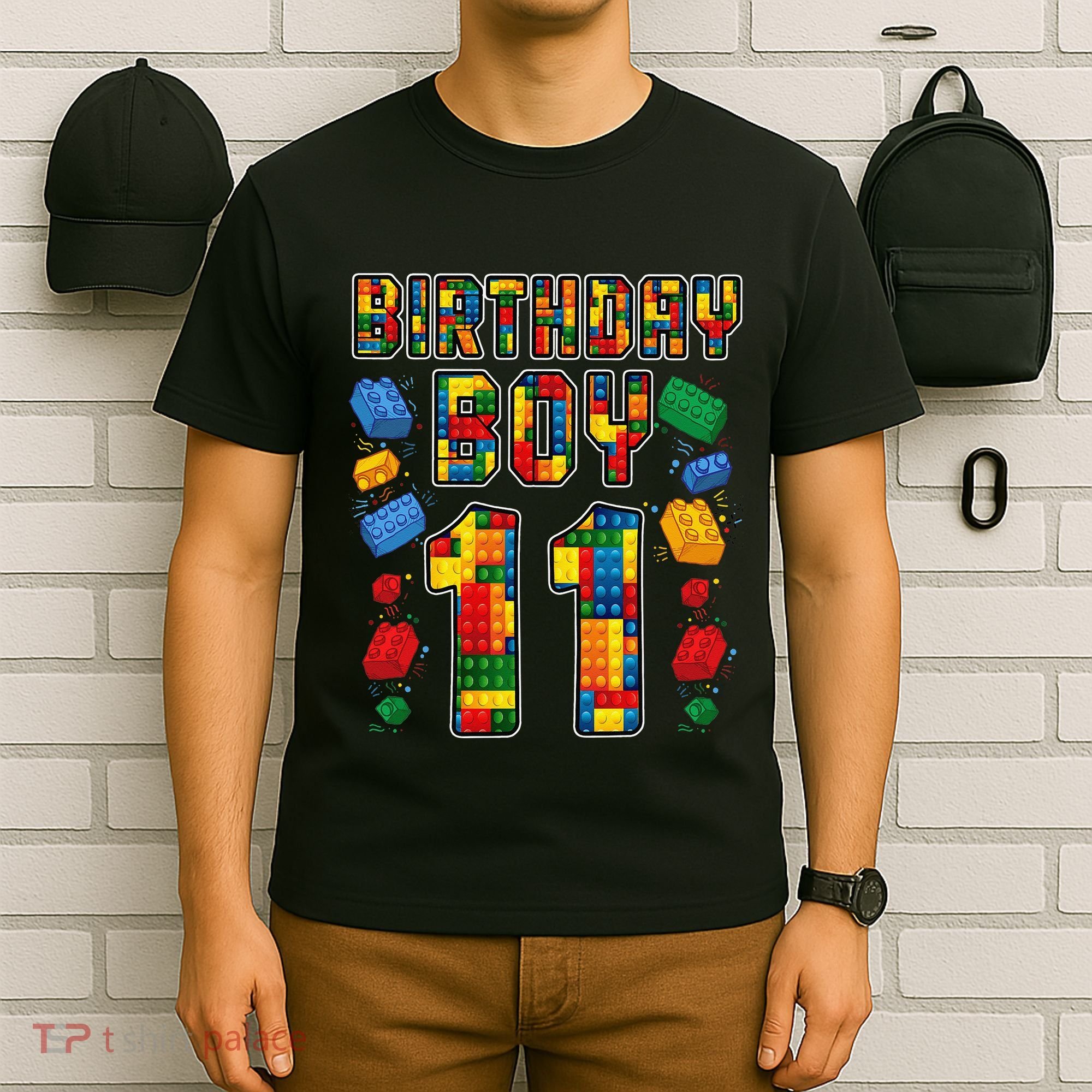 11th Birthday Master Builder 11 Years Old Block Building T-Shirt