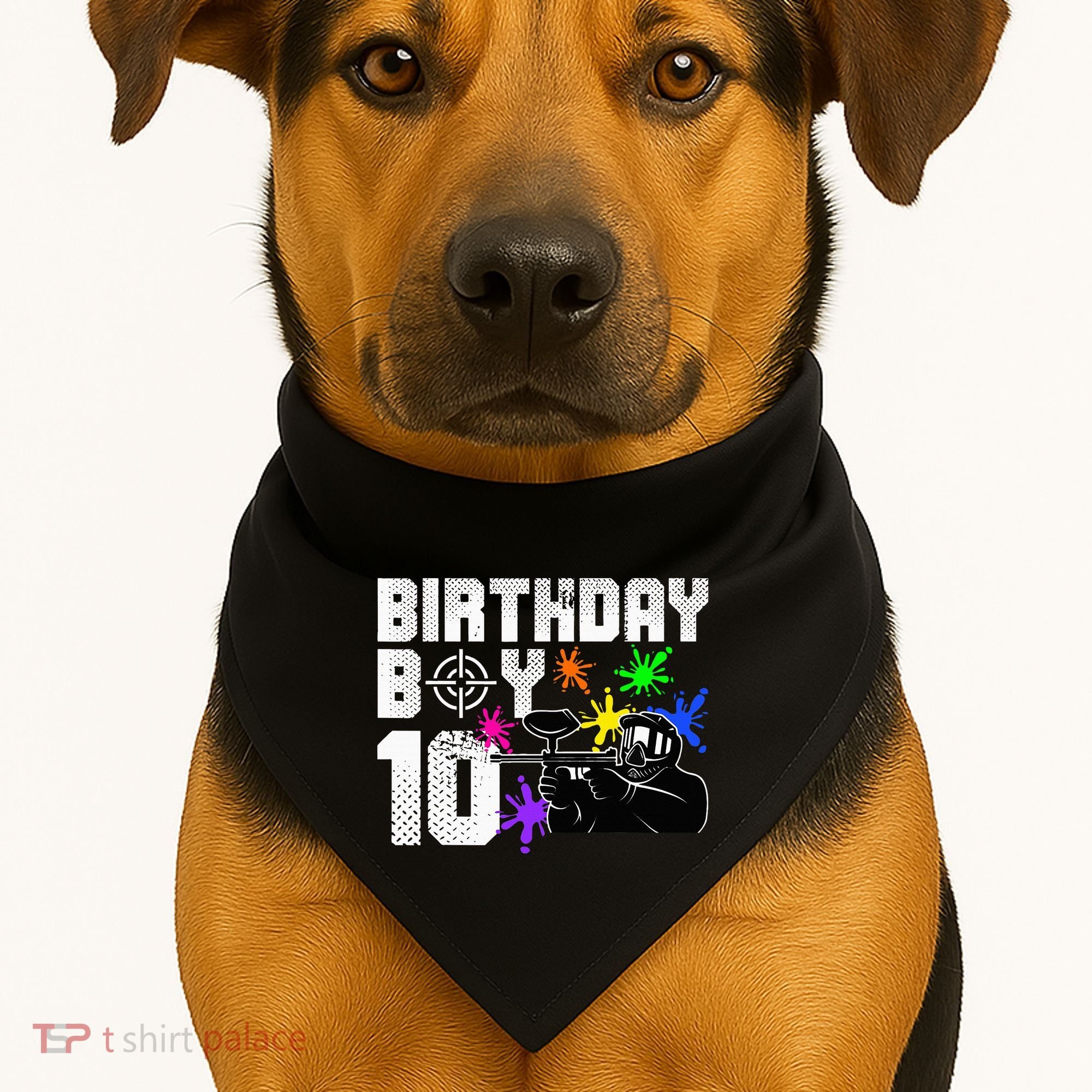 10th Birthday Paintball Outdoor Sport 10 Year Old Funny USA-Made Doggie Bandana
