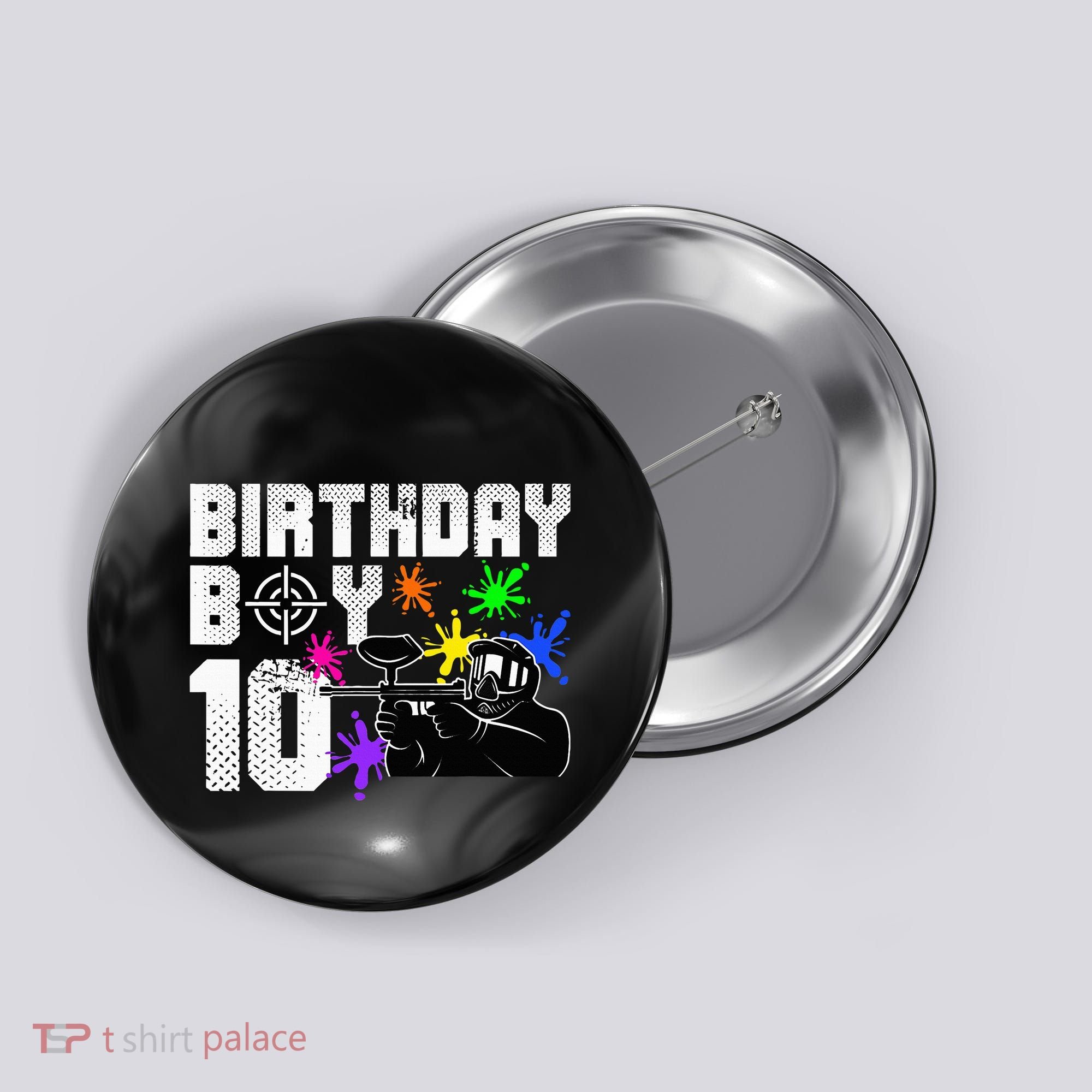 10th Birthday Paintball Outdoor Sport 10 Year Old Funny Button